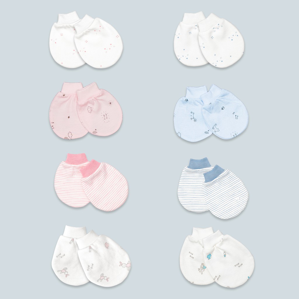 Set 2 Đôi Bao Tay Sơ Sinh Thu Đông MIOMIO, Họa Tiết: Thỏ, Sọc, Mèo, Mèo Mây Cho Bé Trai Bé Gái, Vải Cotton