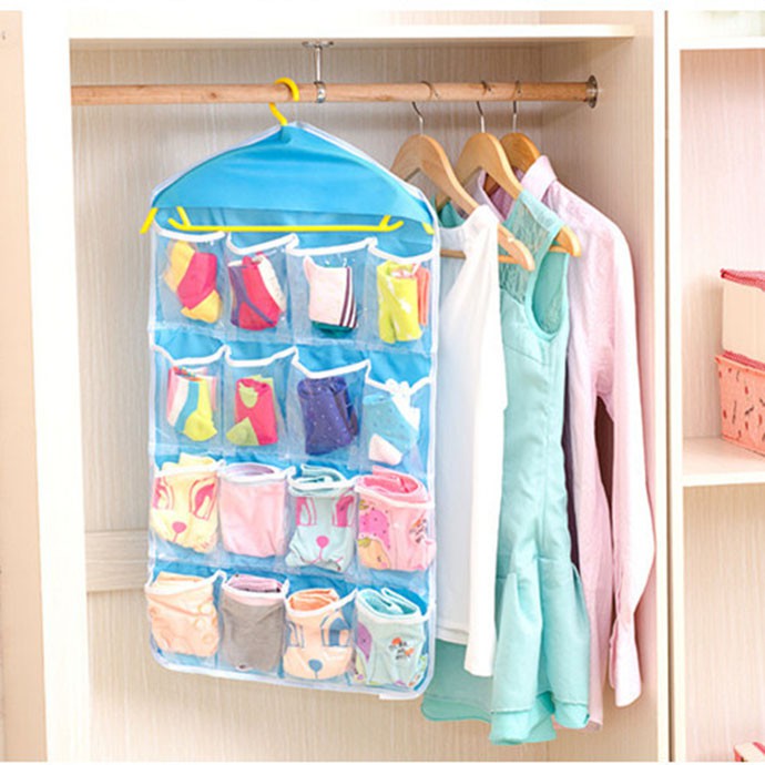 Túi Treo 16 Ngăn Trong Suốt Đựng Vớ, Áo Ngực Tiện Lợi