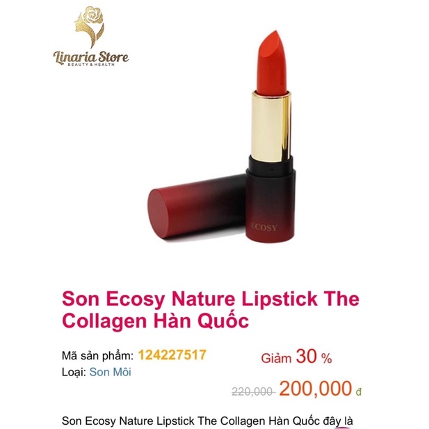 SON LÌ BỔ SUNG COLLAGEN NATURE LIPSTICK ECOSY 3.5G | BigBuy360 - bigbuy360.vn