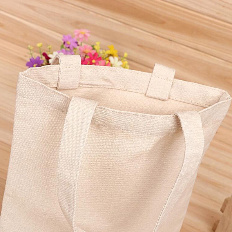 Túi Vải Canvas Mua Sắm Màu Trắng Kem Sức Chứa Lớn Tái Sử Dụng Linh Hoạt Đơn Giản