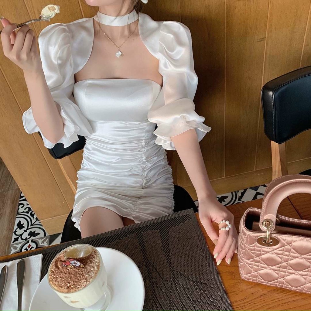 Đầm dự tiệc ôm body nhún tay phồng Evia Dress | BigBuy360 - bigbuy360.vn