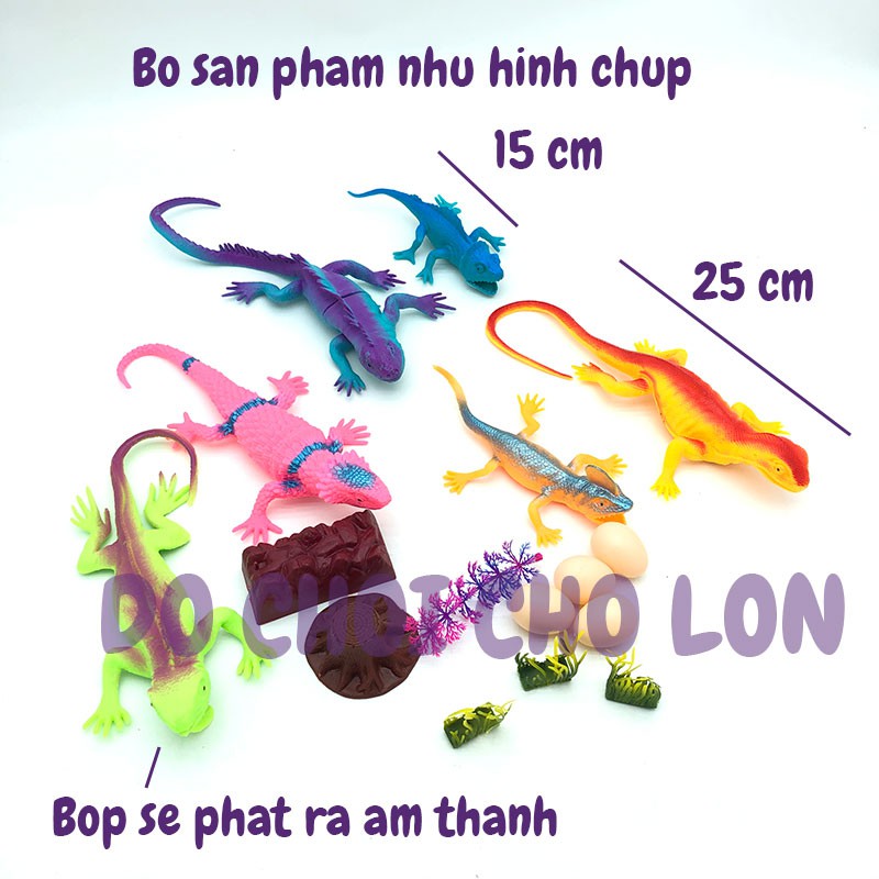 Bộ đồ chơi 6 loài bò sát tắc kè Màu Chít đủ mẫu + trứng + cây bằng nhựa 688-5A