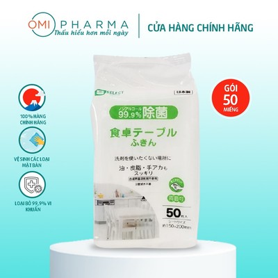 Khăn Ướt Vệ Sinh Bàn Ăn S Select Nhật Bản Loại Bỏ 99,9% Vi Khuẩn (Gói 50 Miếng)