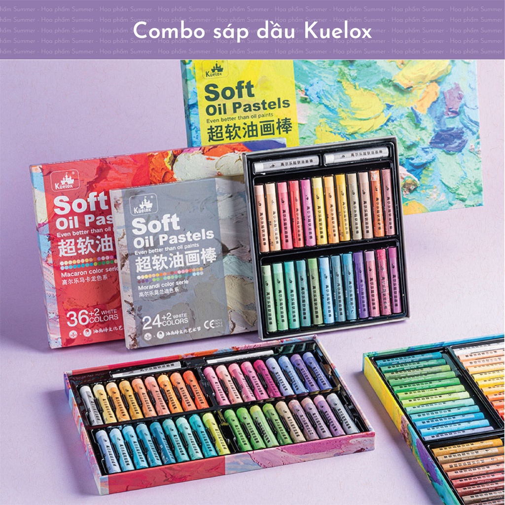 [SUMMER] COMBO 5 HỘP SÁP DẦU HẠNG HỌA SỸ SOFT OIL PASTEL NHÃN HIỆU KUELOX