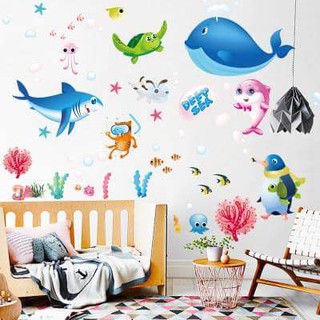 Decal dán tường trang trí: Động vật biển TB21