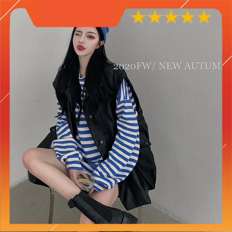 SALE Áo khoác da ulzzang 2020 kết hợp áo nỉ ulzzang kẻ ngang 2020 -A87532 :