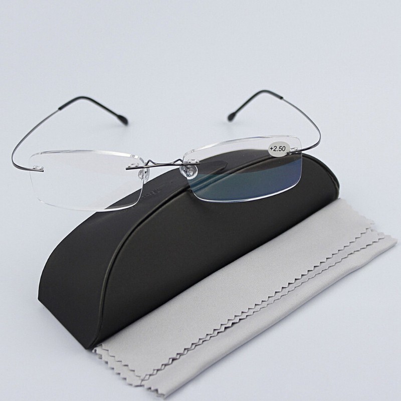 Mắt kính không viền siêu nhẹ gọng bằng titanium kèm hộp đựng | BigBuy360 - bigbuy360.vn