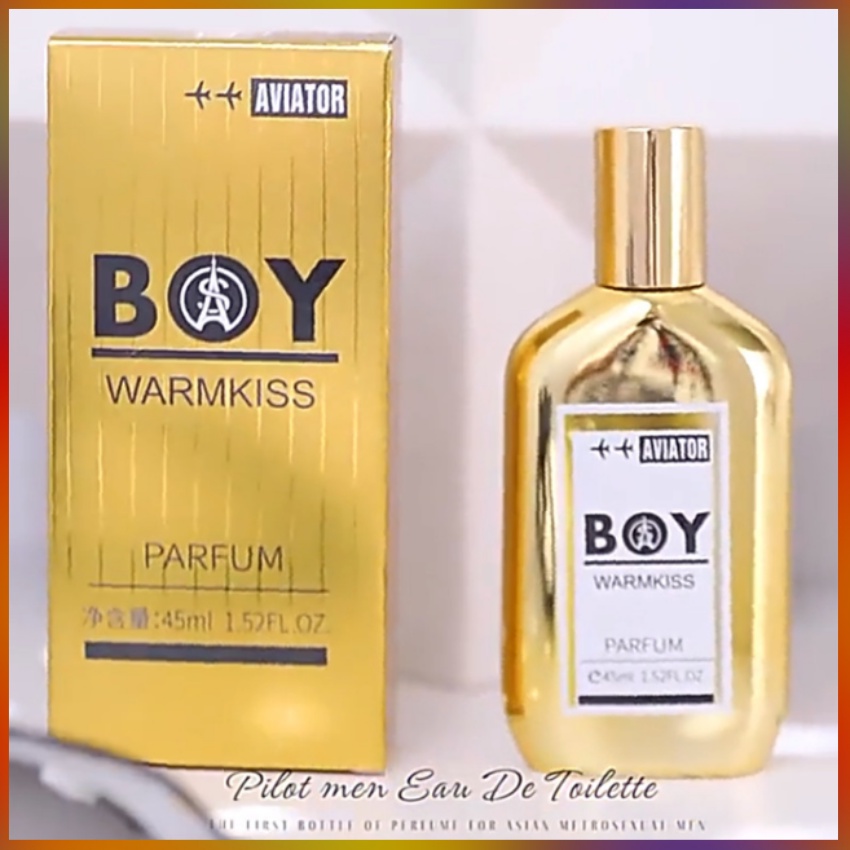 Nước Hoa Xịt Thơm Nam BoyWarmKiss 45ml/Chai Mầu Vàng Cá Tính Hương Thơm Thanh Lịch