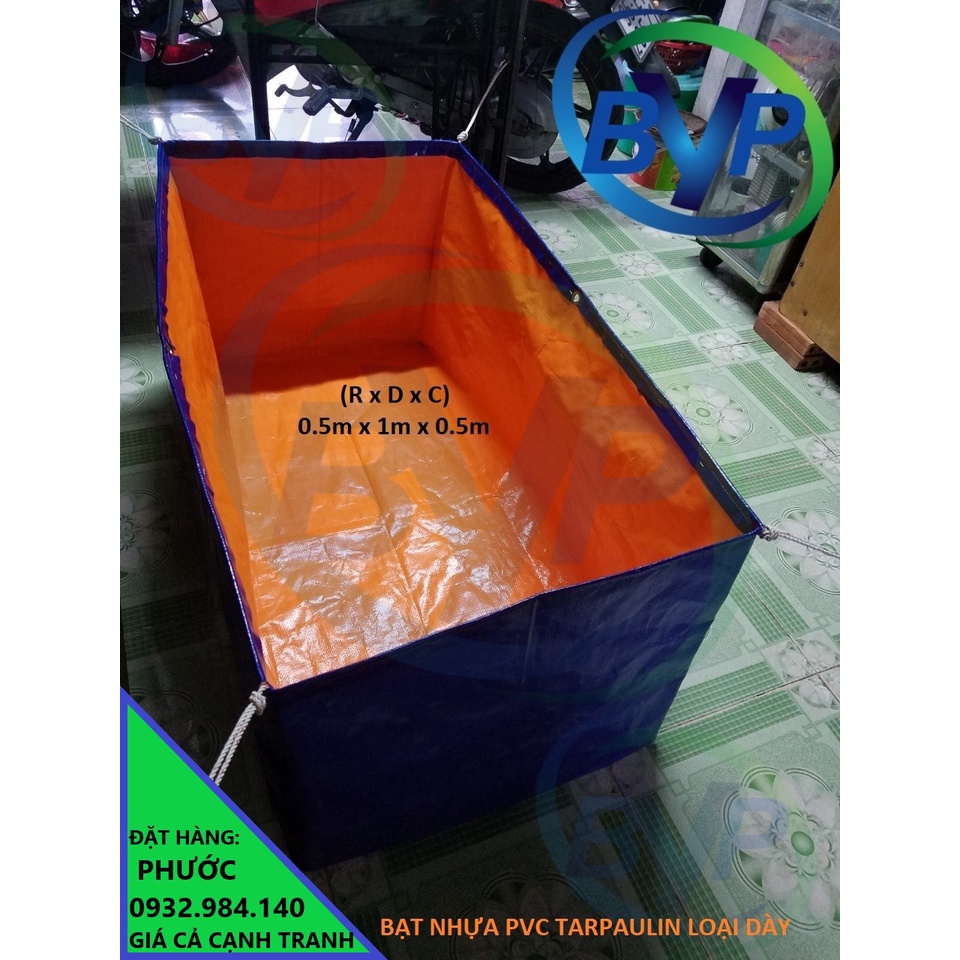 Bể Bạt PVC Màu Xanh-Cam  Kích Thước < 1 Mét Khối.