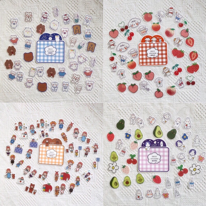 Set 40 và 30 hình dán sticker chống thấm nước dán trang trí đáng yêu