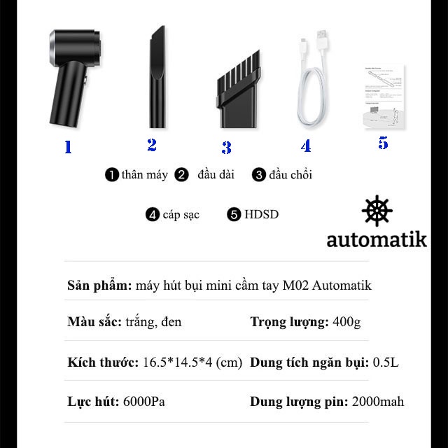 Máy hút bụi cầm tay mini không dây siêu tiện lợi, hút bụi xe ô tô,hút bụi giường nệm lông thú cưng - SẠC USB