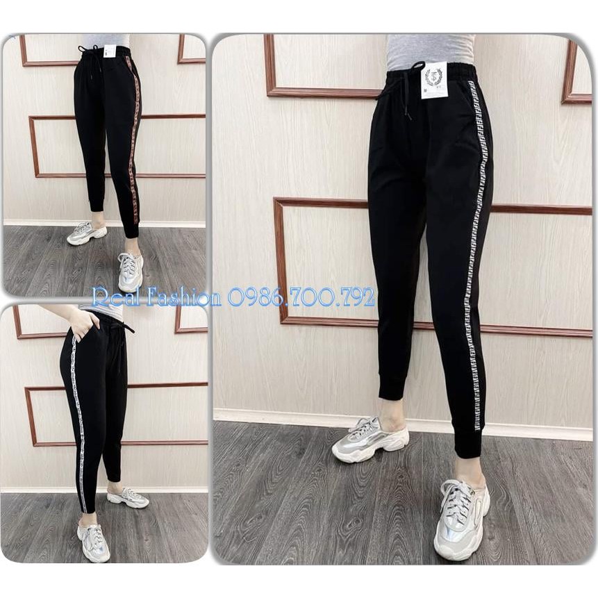 Quần Jogger Nữ Phối Sọc 2 Bên Chất Umi Hàn Cao Cấp Đủ size Đến 82kg