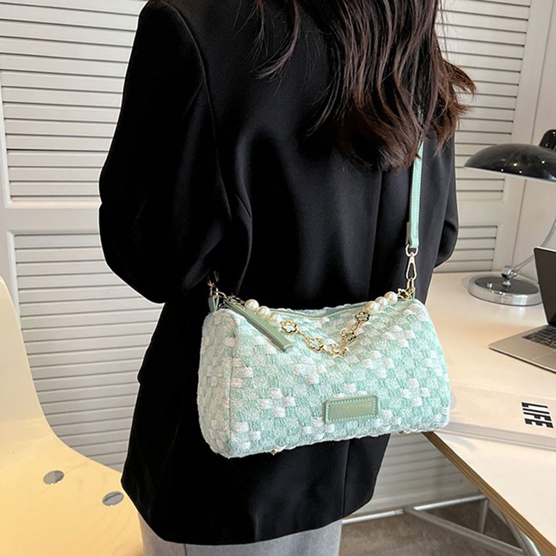 Túi đeo chéo IELGY cỡ nhỏ họa tiết sọc caro thời trang dễ phối đồ dành cho nữ