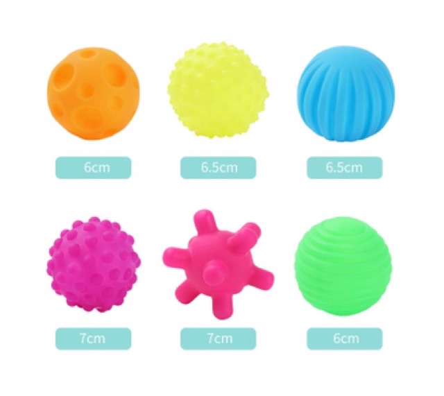 Set 6 Bóng Giác Quan - Tư Duy - Phát Triển Thị Giác - Xúc Giác - Thính Giác - Giáo Cụ Montessori - Đồ CHơi Sơ Sinh
