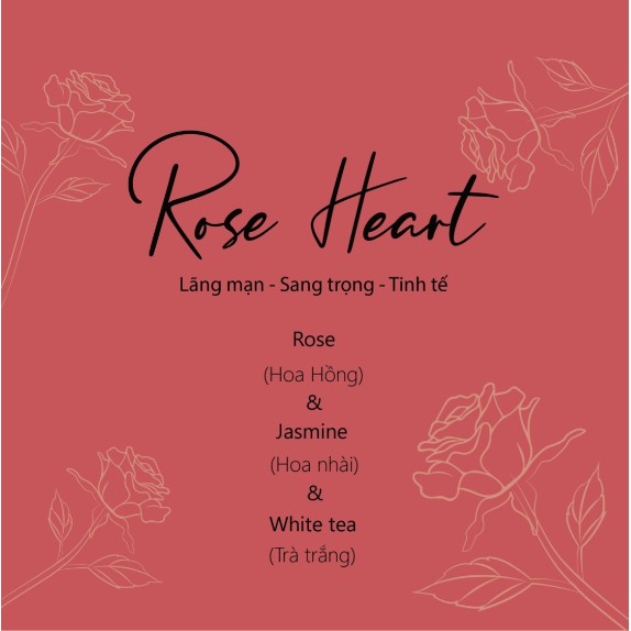 Nến thơm ROSE HEART (Hoa Hồng + Hoa Nhài + Trà Trắng) - Nến Thơm Lá Nhỏ