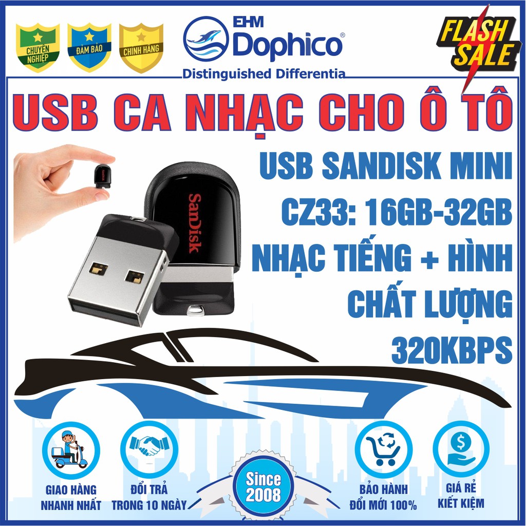 USB ô tô – Sẵn hàng nghìn file nhạc tiếng và file video ful HD ca nhạc chất lượng 320Kbps – USB nhạc cho ô tô, loa kéo