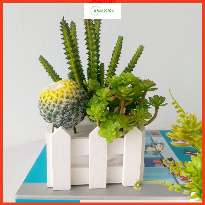 Chậu cây giả cây xương rồng để bàn, kệ tủ, làm quà tặng cho bạn bè độc đáo Anhome XR-02