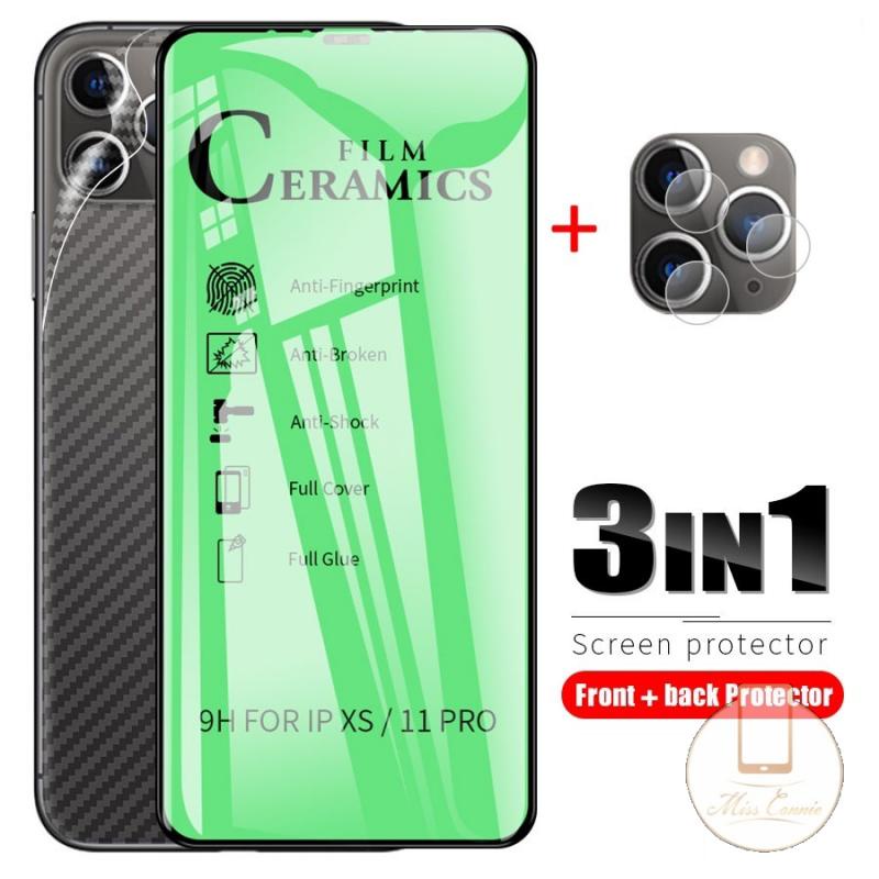 Ốp Điện Thoại Kính Cường Lực 3 Trong 1 Cho iPhone 7 8 6 6S Plus 7Plus 8Plus 11 XR 12 Pro Max XS X XS Max 11Pro Max 13 Pro Max SE 2020