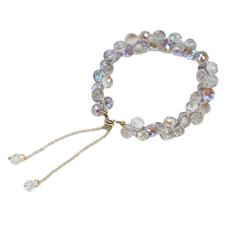 Vòng Tay Hai Lớp Đính Hạt Pha Lê Lấp Lánh Phong Cách Mori Dành Cho Nữ