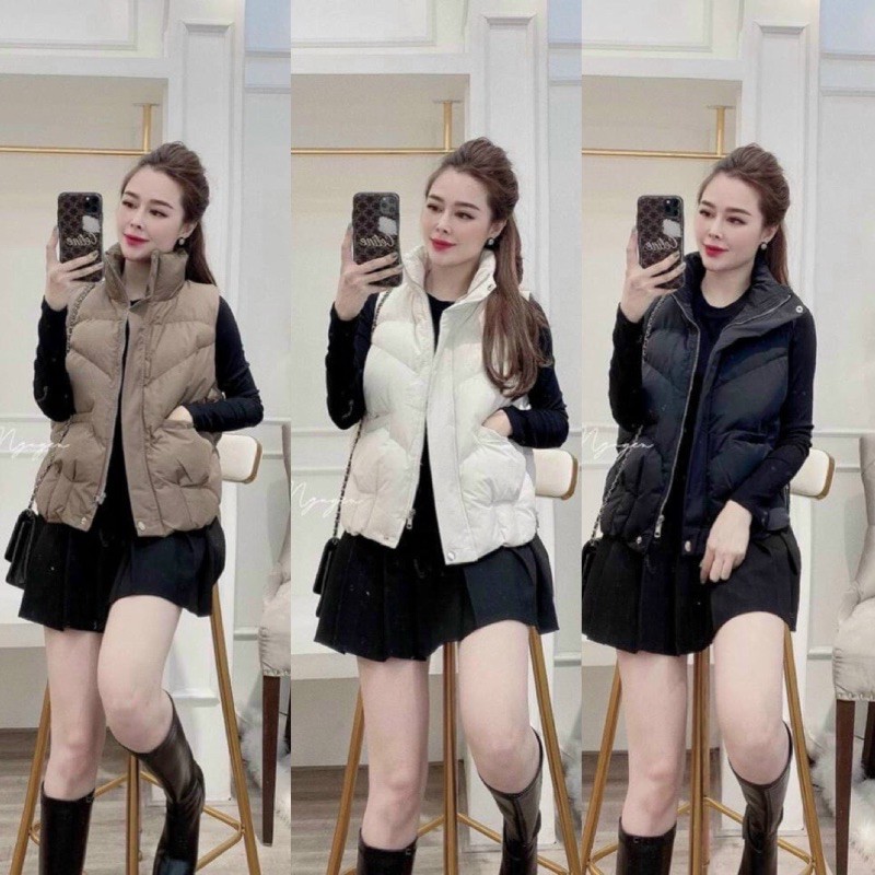 BÁN SỈ ÁO KHOÁC PHAO GHILE KÉO KHOÁ 2 MÀU CHO NỮ