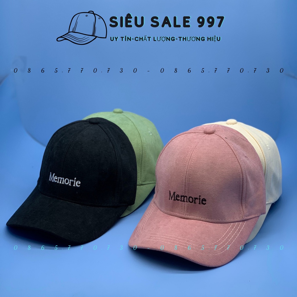 MŨ LƯỠI TRAI THÊU MEMORIE CHẤT NHUNG MỀM MỊN, NÓN KẾT UNISEX CÁ TÍNH THỜI TRANG