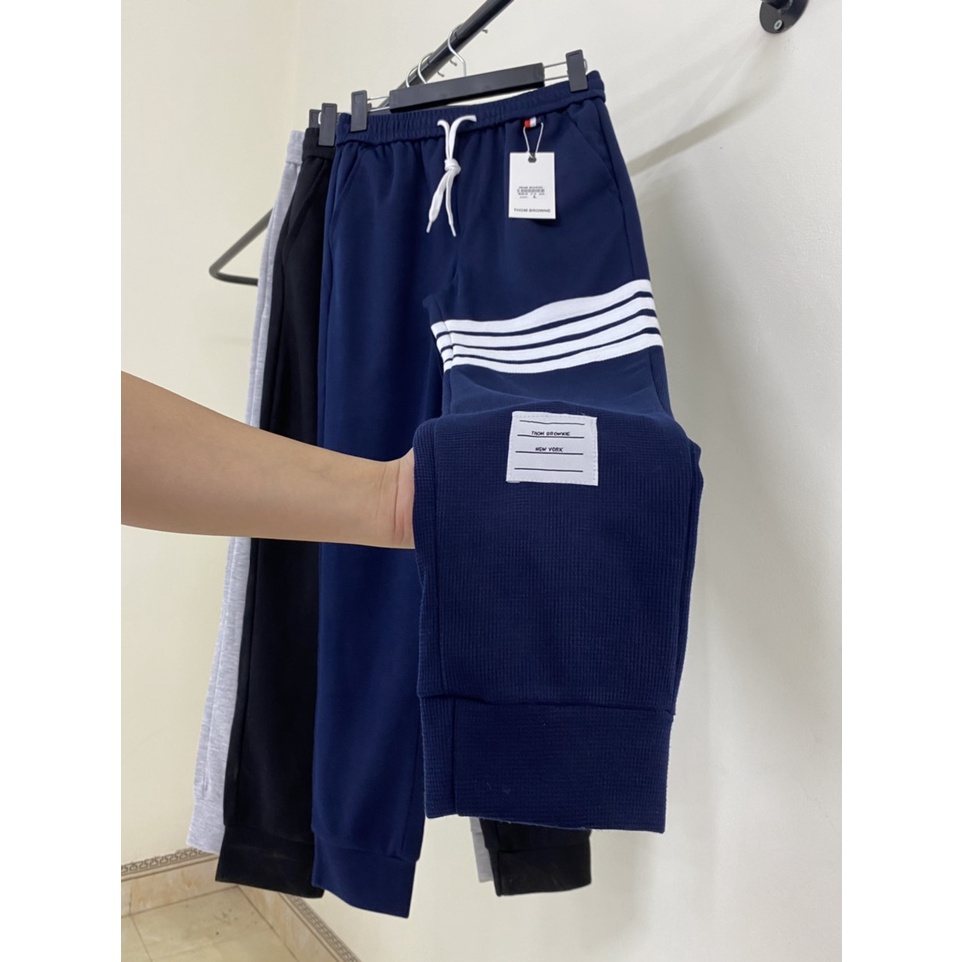 Quần jogger thể thao unisex , quần thom kẻ viên ngang nam bo gấu big size
