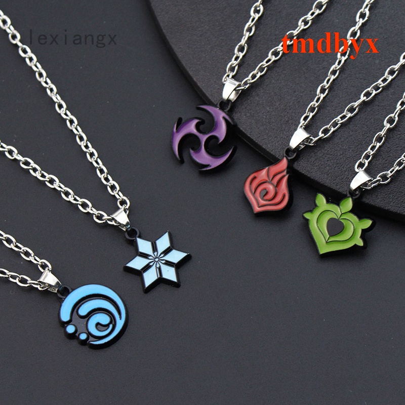 Vòng Cổ Choker Logo Game Genshin Impact 7 Elements Thunder Fire Feng Shui Ice Grass Rock Dành Cho Unisex
