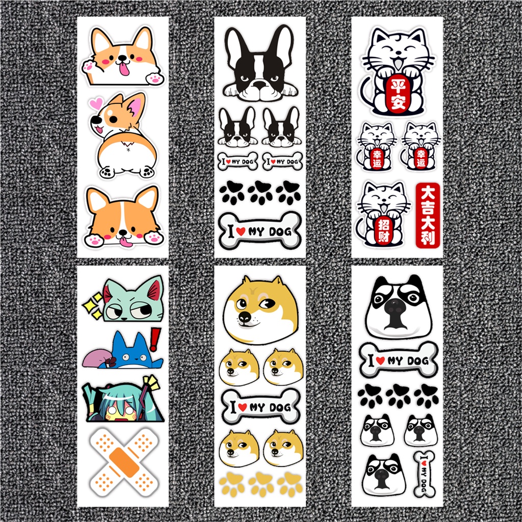 Set 2 Tấm sticker Phản Quang 8x22cm Họa Tiết Hoạt Hình Dễ Thương Trang Trí Xe Mô Tô