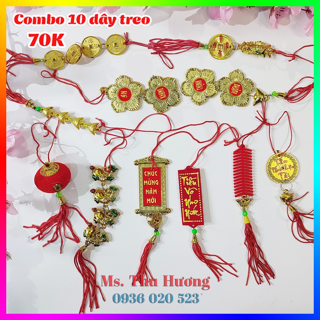 ComBo Dây Treo Tài Lộc Trang Trí Tết, Liễn Khánh Treo Đèn Trang Trí Cây Mai, Đào, Quất Nhà Cửa Đón Tết 2022