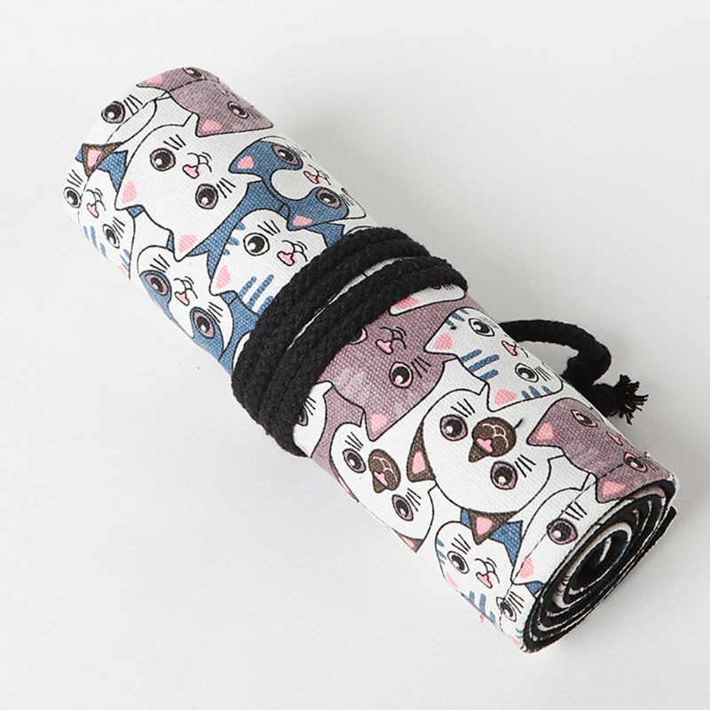 Túi đựng bút dạng cuộn in hình mèo xinh xắn đáng yêu