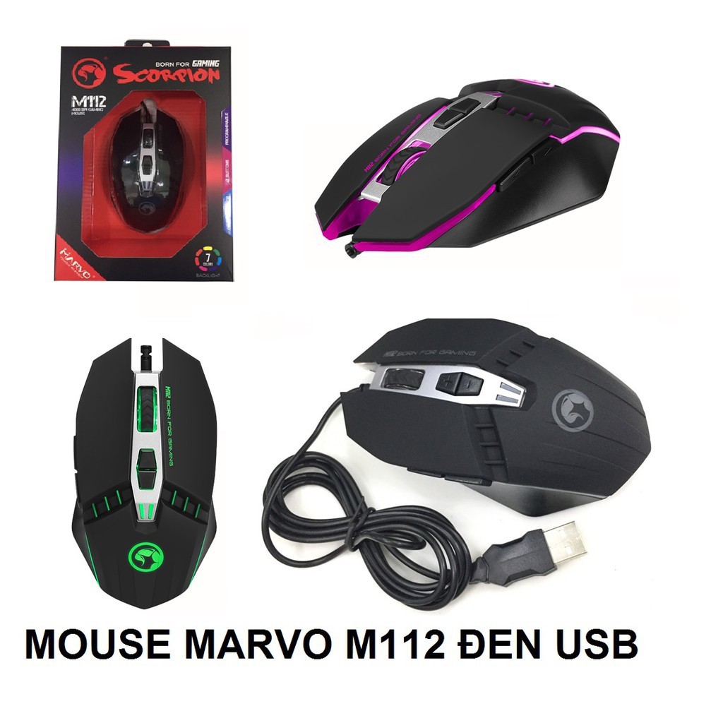 Chuột có dây Mouse Marvo M 112 đen Led