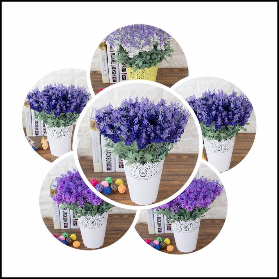 Cành 10 bông hoa lavender giả trang trí, làm đạo cụ chụp ảnh siêu đẹp