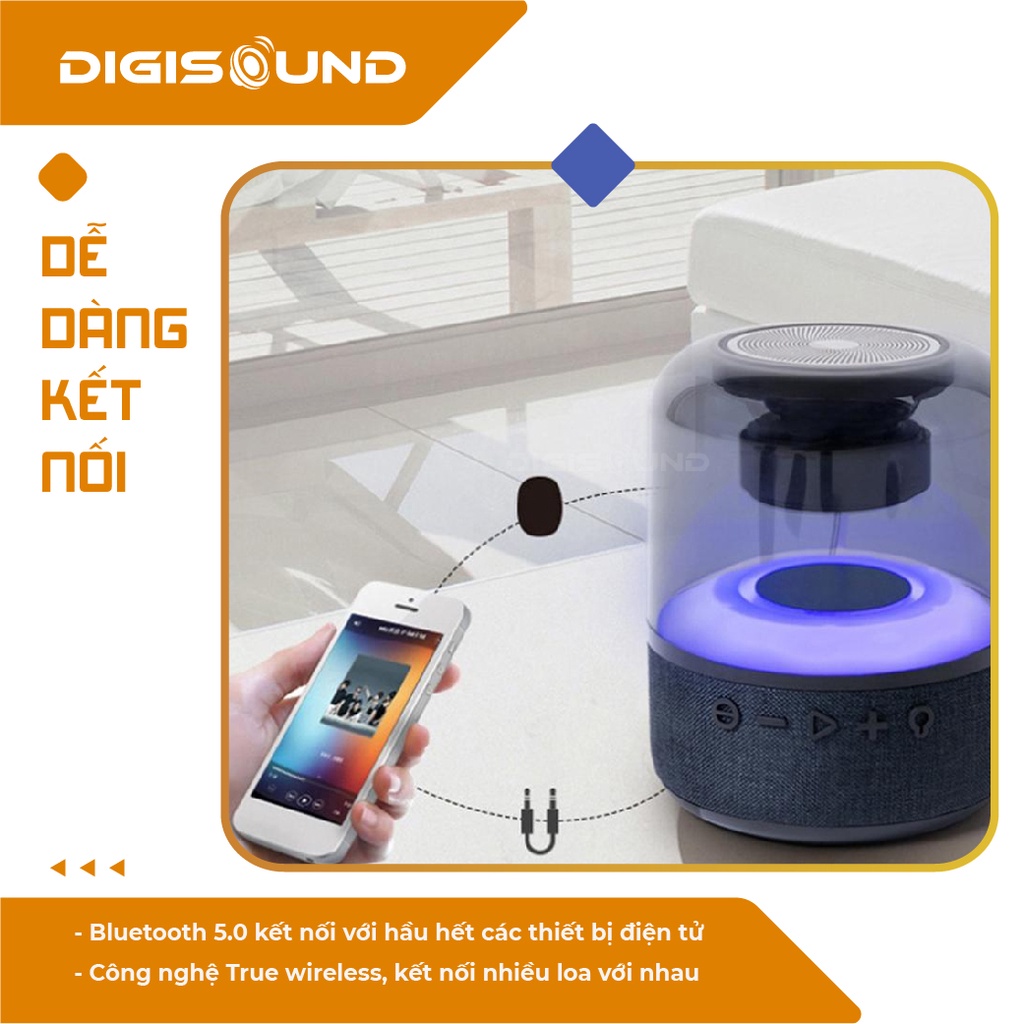 Loa bluetooth mini không dây cầm tay kết nối TWS ghép 2 loa, đèn nháy theo nhạc, Kiwi IS03