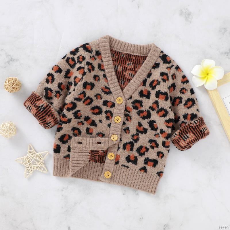 Áo Khoác Cardigan Hoạ Tiết Da Báo Cho Bé Gái 0-18 Tháng Tuổi