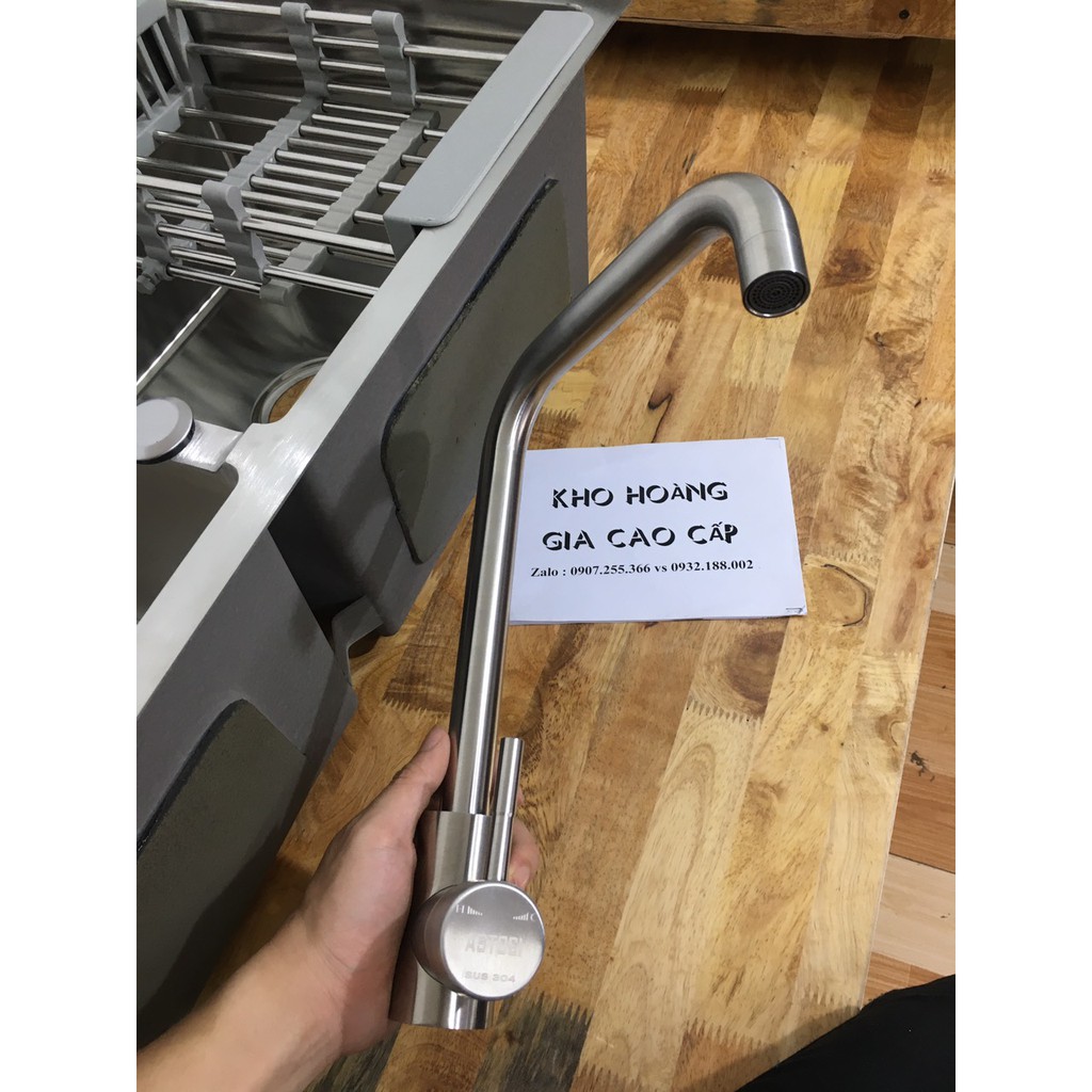 Combo Chậu Rửa Chén Đúc Inox 304 Kích Thước 82x45 cm ,vòi rửa chén vuông nóng lạnh,bình xà phòng , rỗ đựng chén