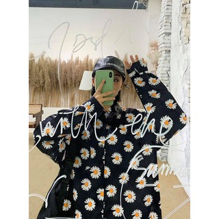 Áo Sợ Mi Lụa Tay Ngắn Nam Nữ Hoa Cúc Unisex