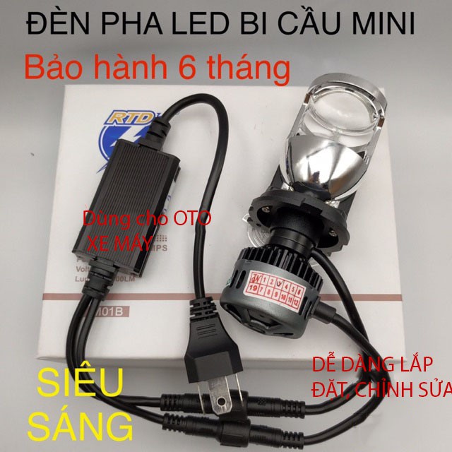 Đèn pha led bi cầu mini RTD (FIX LỖI PHA CAO) MODEL M01B lắp xe máy siêu sáng (BH 7 tháng)