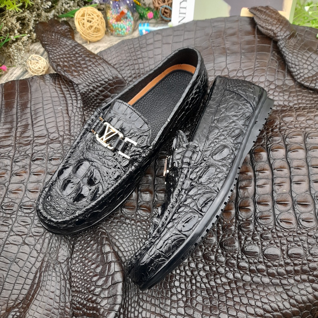 Giầy da, giầy nam da cá sấu màu đen màu nâu.