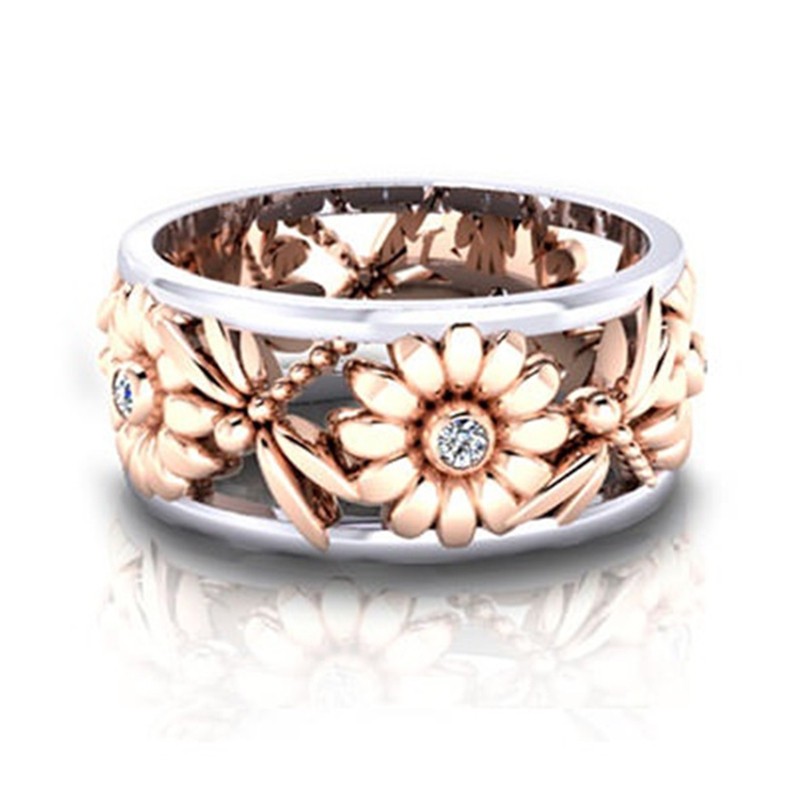 Aifei Jewellery Women Ring Flower Mosaic Diamond 925 Sterling Silver R1190