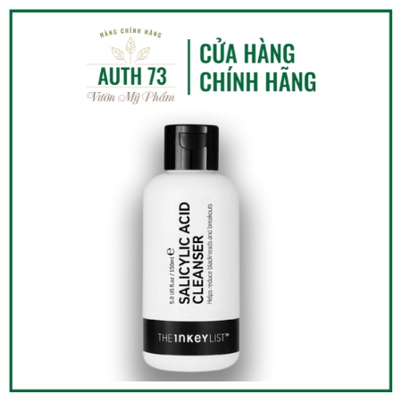 Sữa rửa mặt làm sạch sâu kháng mụn The INKEY List Salicylic Acid Cleanser 150ml