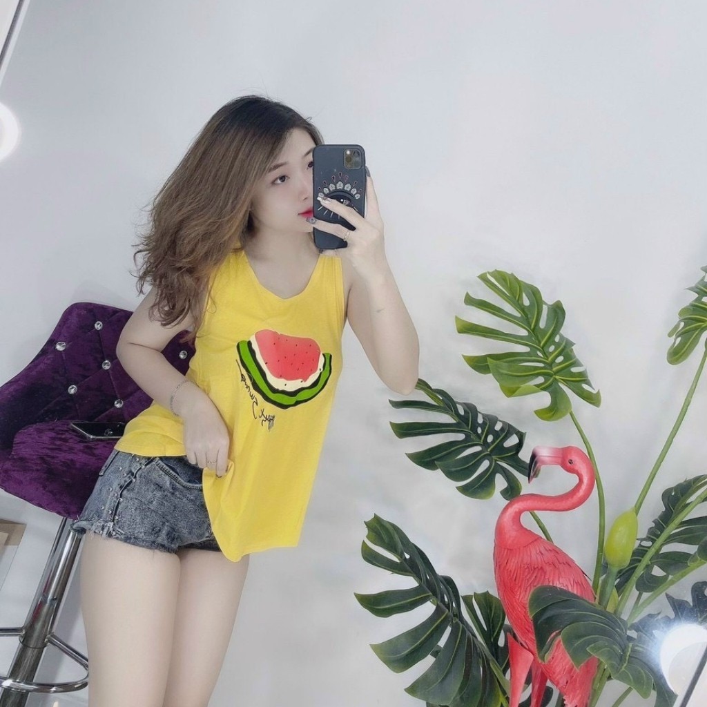 Áo ba lỗ nữ form rộng kiểu thể thao IN TRÁI DƯA thun co dãn Mịn Mát NT Closet - AT006 | BigBuy360 - bigbuy360.vn