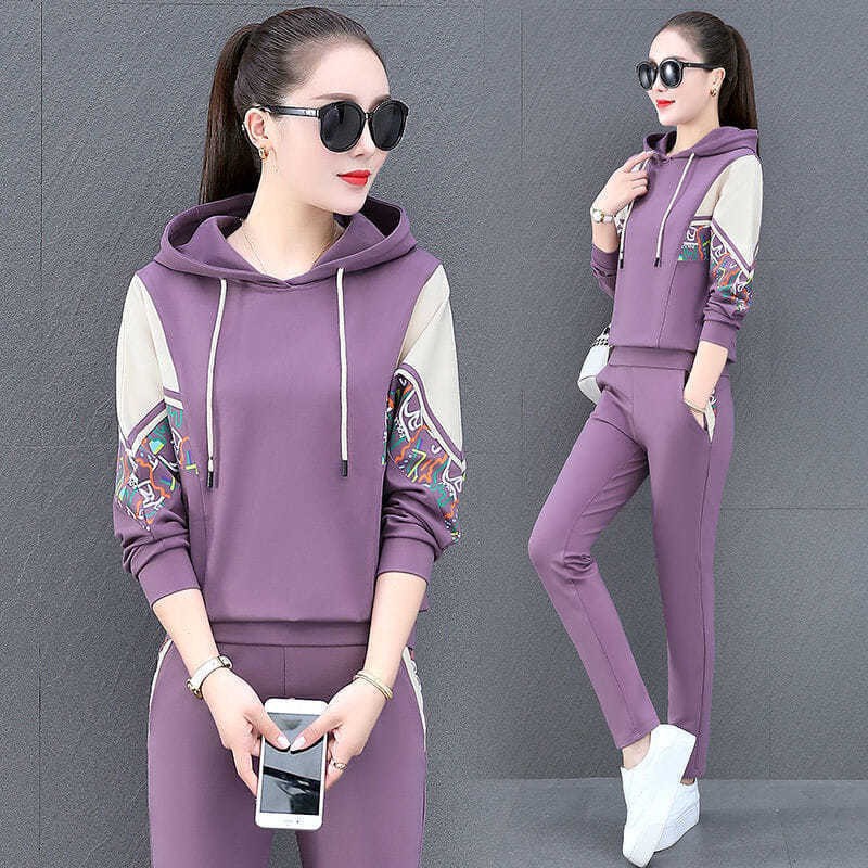 Bộ Thu Đông Nữ Phối Màu Họa Tiết Tay Chất Umi Cao Cấp Đủ Size 45-75kg- mã B053