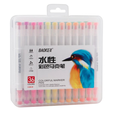 Hộp BÚT LÔNG MÀU Baoke D289 Brush Marker Vẽ Tô Màu Hai Đầu - 12, 18, 24, 36 Màu