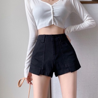 Quần short denim lưng cao