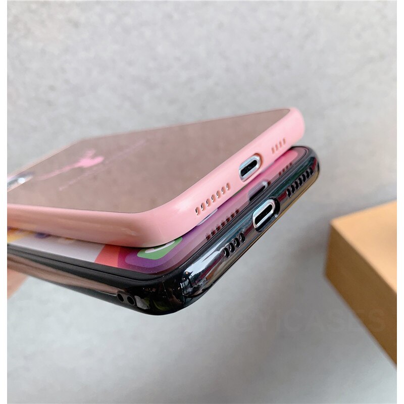 Thời Trang Ốp Điện Thoại Acrylic Cứng Chống Sốc Mặt Gương Hình Hươu Cho Iphone 12 11 Pro Max 8 7 Plus X Xs Max Xr Se 2020