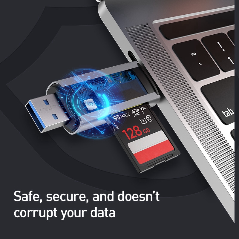 Đầu Đọc Thẻ Nhớ Baseus USB 3.0 Type C Dành cho Laptop Chuyển Đổi Thẻ SD Micro SD TF Thiết Kế 2 Trong 1 | BigBuy360 - bigbuy360.vn