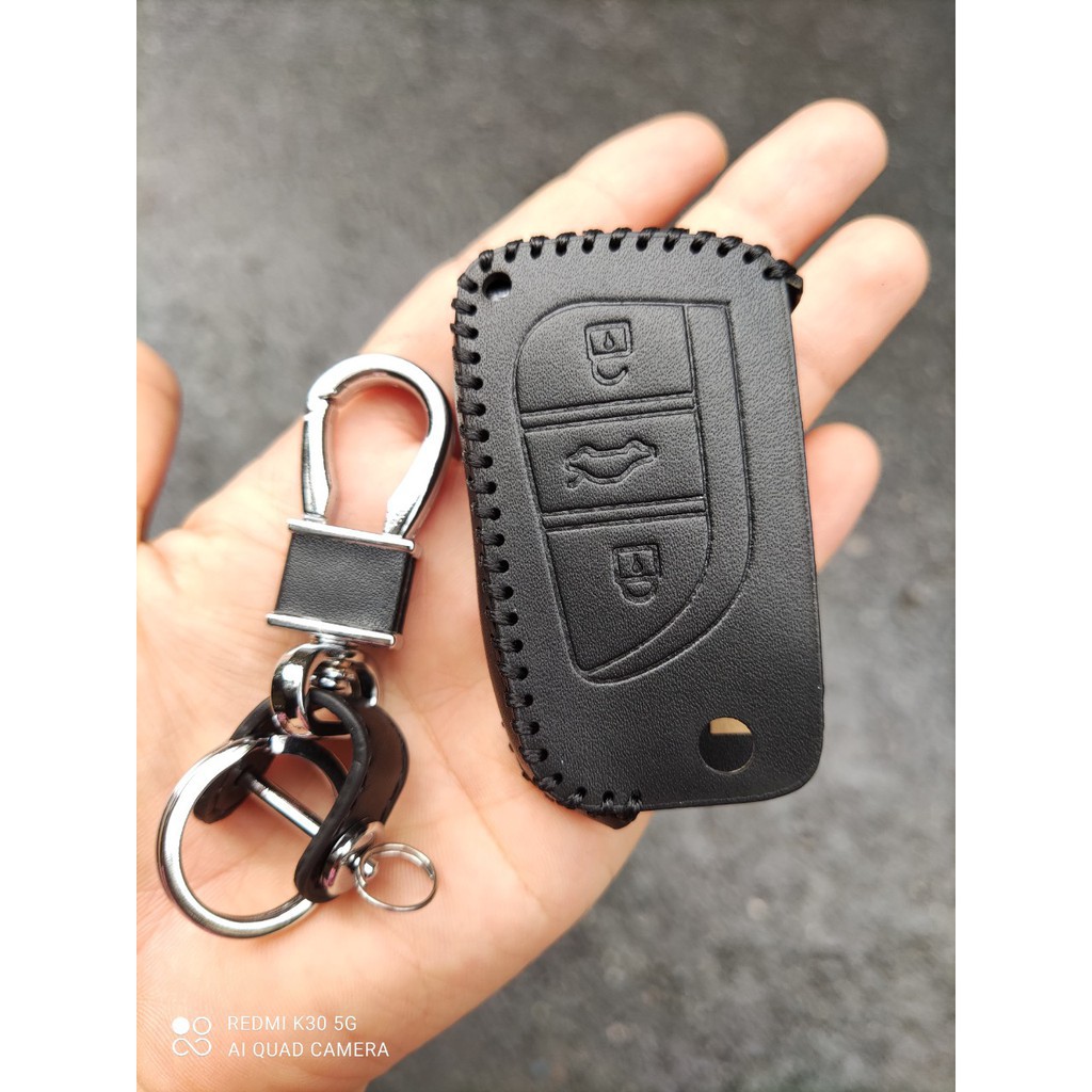 Bao da chìa khóa xe Altis, Innova 2017-2018 bản chìa gập - có kèm móc