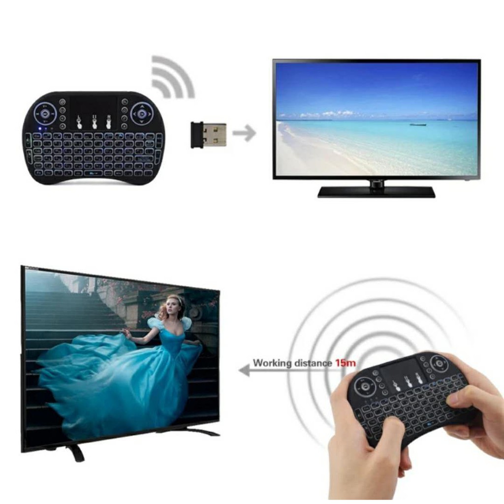 Bàn phím mini không dây kiêm chuột i8 Loại tốt có pin Lithium cho  TVbox Android  Laptop Google