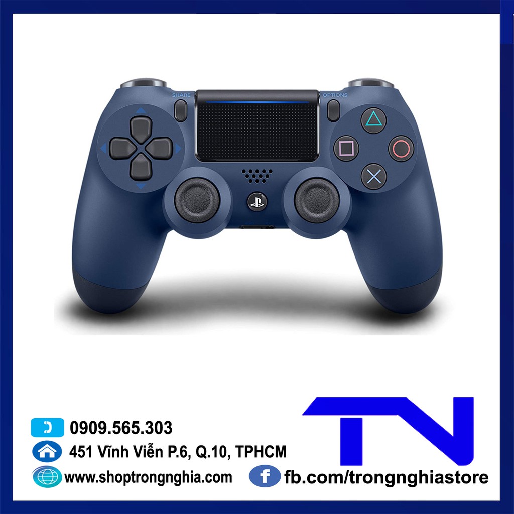 Tay cầm PS4 Slim/Pro màu xanh đậm - Hàng chính hãng Sony