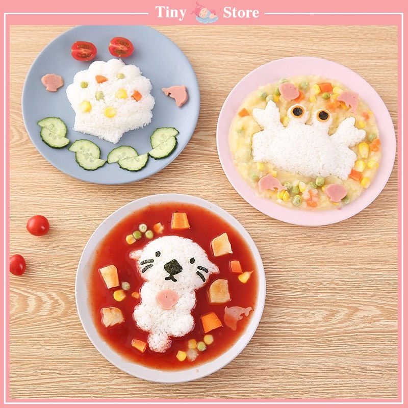 Khuôn làm cơm tạo hình sò, cua, mèo cho bé